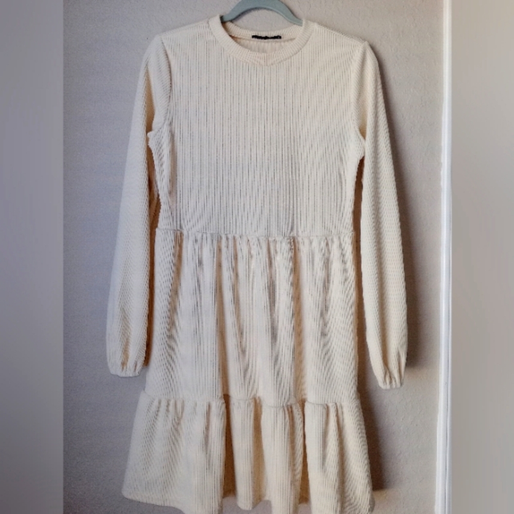 Shein Women's Ruffle Hem Cream Dress Size L